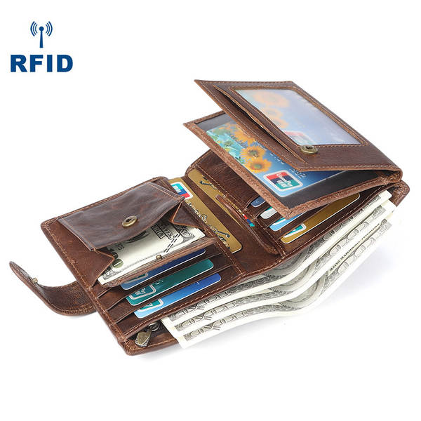 Carteira transfronteiriça rfid masculina avançada de couro real com bolsa de mão masculina de grande capacidade de bolsa de couro