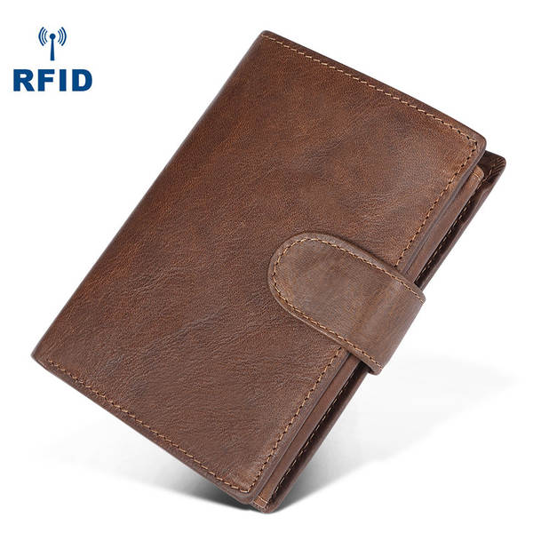 Carteira transfronteiriça rfid masculina avançada de couro real com bolsa de mão masculina de grande capacidade de bolsa de couro