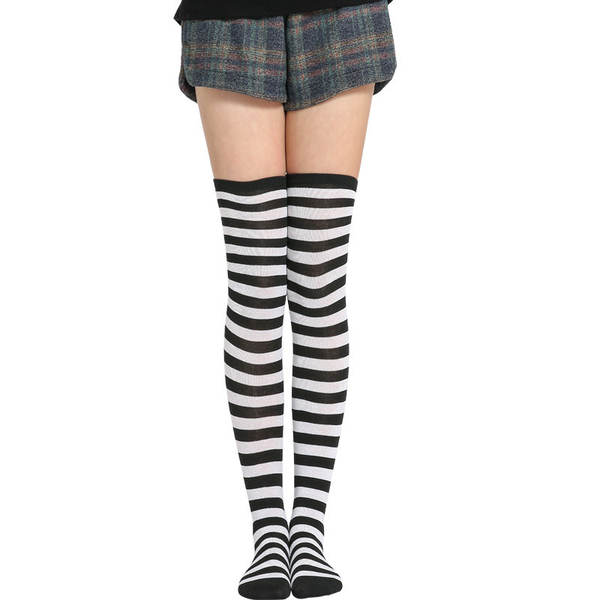 Meias Longas Femininas Azul e Branco