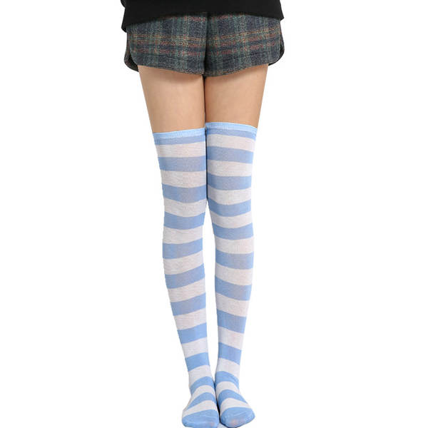 Meias Longas Femininas Azul e Branco