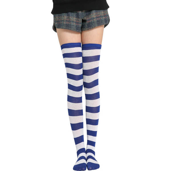 Meias Longas Femininas Azul e Branco
