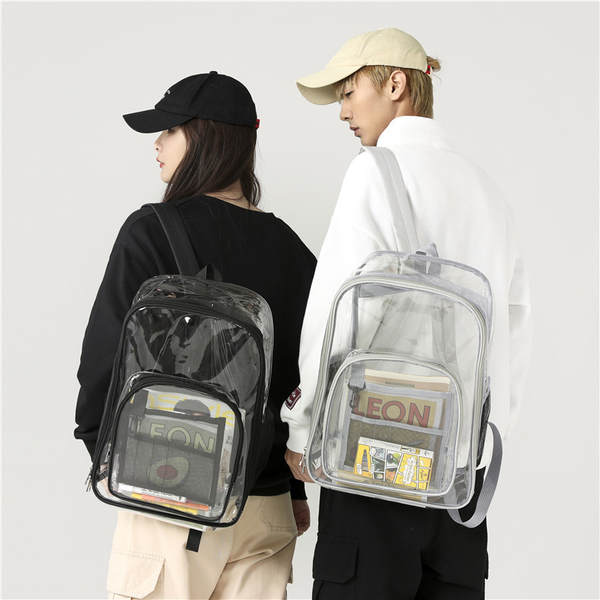 Amazon Transboundary Supply Transparente backpack pvc duplo ombro saco pvc saco grande capacidade saco estudante