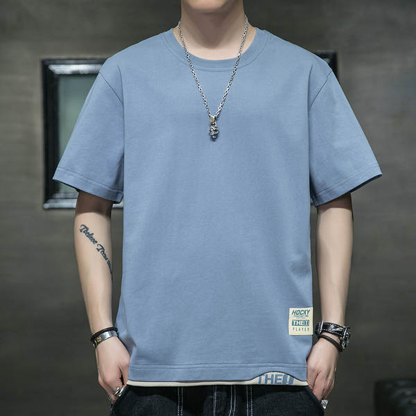 Camiseta masculina de algodão curta