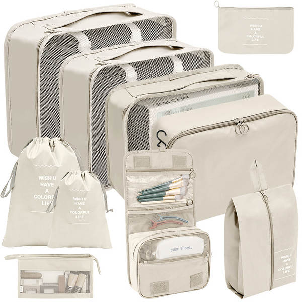 Kit de 10 bolsas de organização para viagem