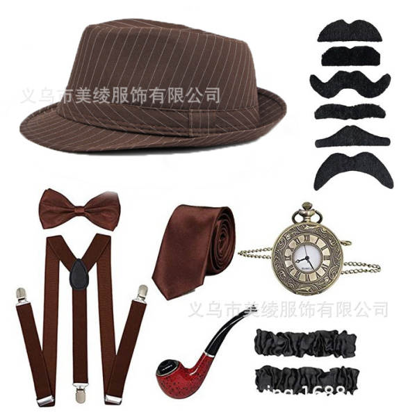 Conjunto de Chapéu e Acessórios para Homem