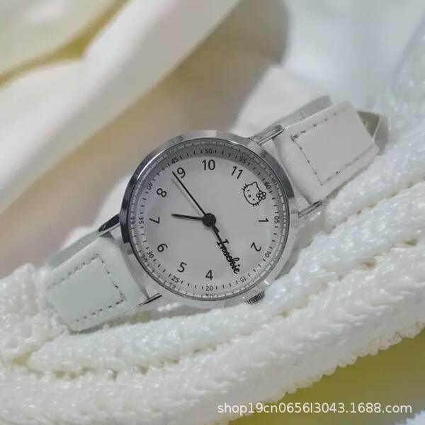 Relógio Feminino de Couro com Pulseira de Gato