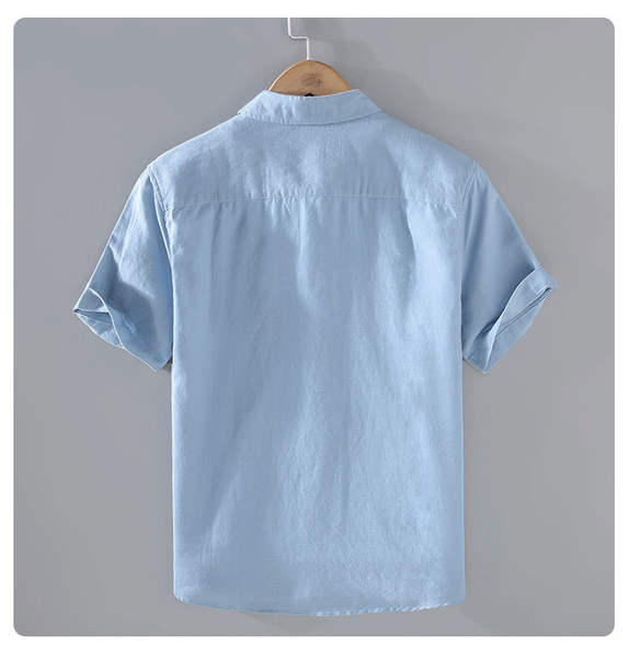 T-shirts masculinos de manga de cor pura com mangas curtas de verão baseado em roupas de manga fina e fina de estilo chinês