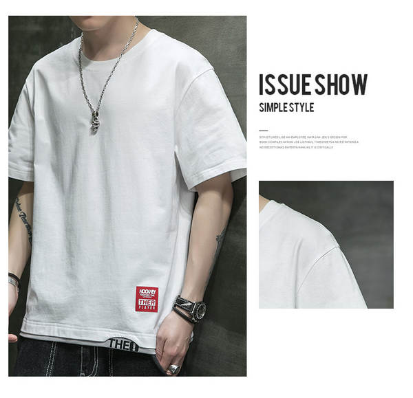 Camiseta masculina de algodão curta