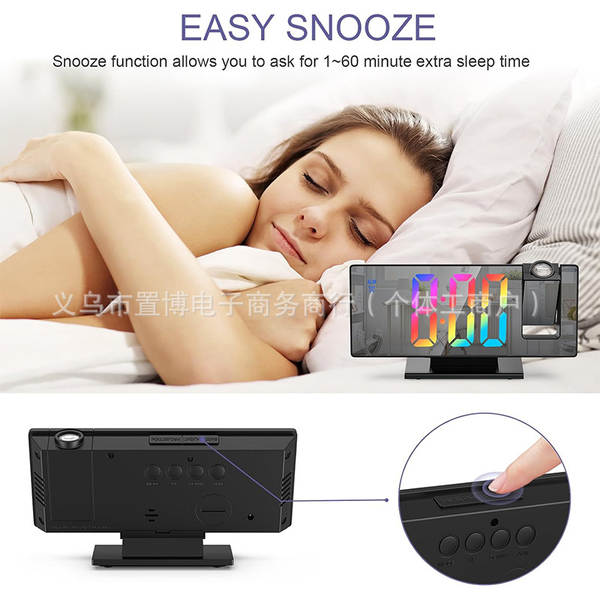 Relógio de projeção de LED Relógio digital multifuncional Relógio eletrônico de iluminação automática de noite Relógio eletrônico com mirrorboard USB