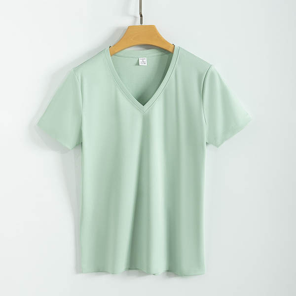 Camiseta feminina de algodão curta