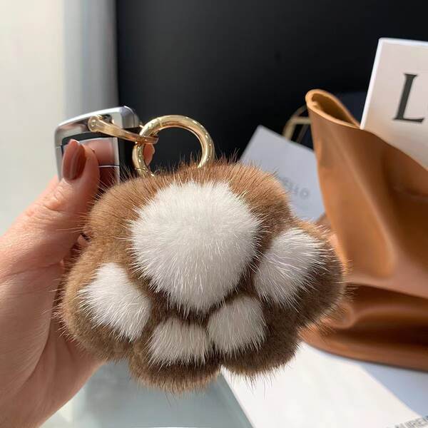 Pendente de gato de pelúcia para bolsa