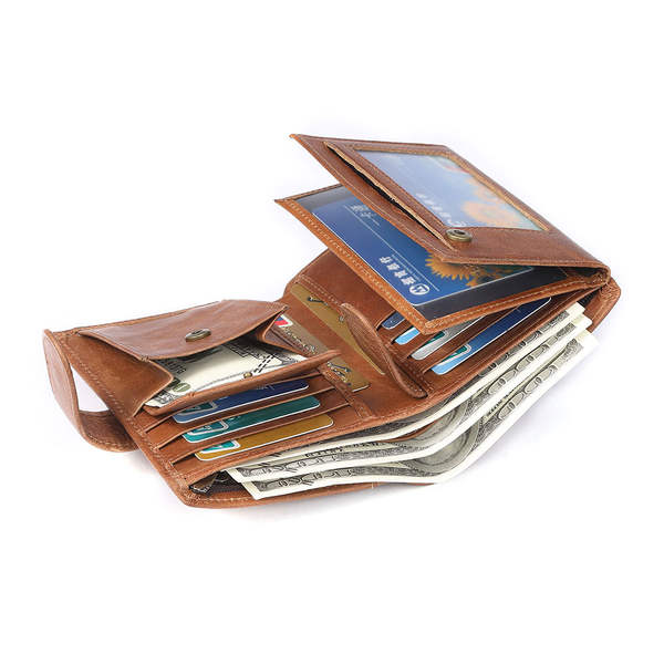 Carteira transfronteiriça rfid masculina avançada de couro real com bolsa de mão masculina de grande capacidade de bolsa de couro