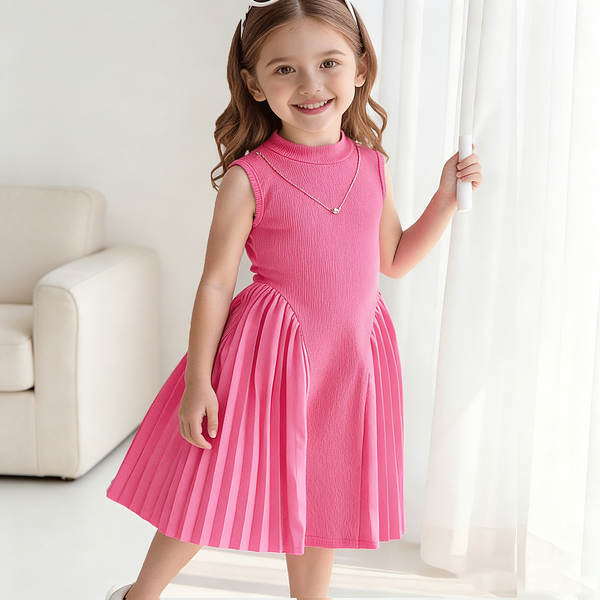 Mulheres transfronteiriças vestido de verão estilo europeu e americano de alta qualidade penteado recebendo cintura sem mangas vestido de vestido + colar