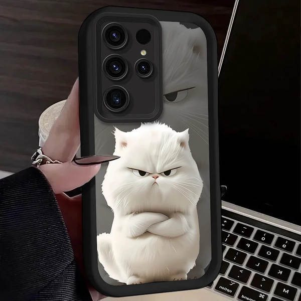 Samsung A15/A55 Super Cool Black White Cat S24 Ultra/S23FE Capa de celular S22 A24/A23
