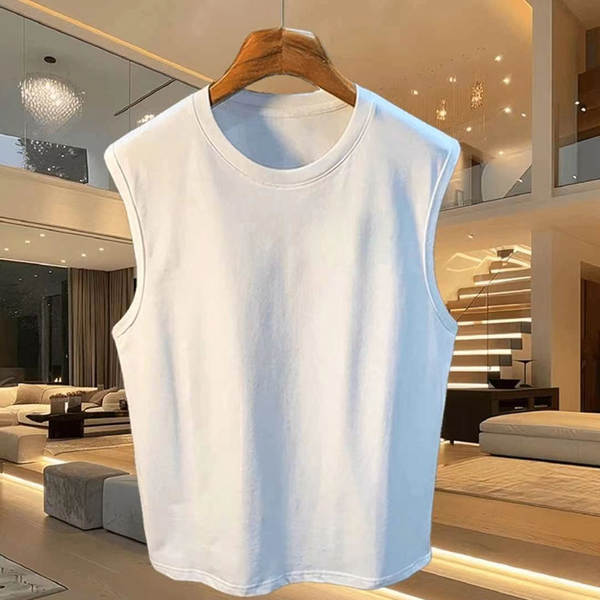 Em 2025, a nova camisa esportiva de design de moda não-deformável super elástica sem mangas de algodão puro