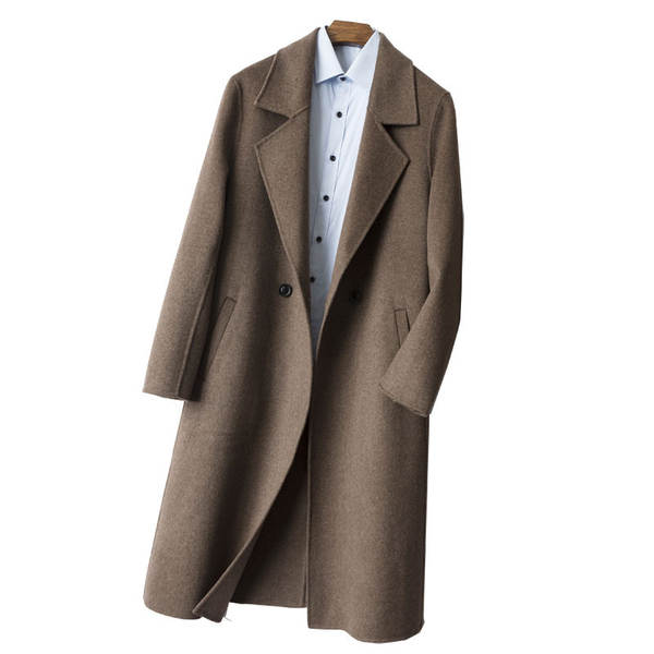 Casaco de lã masculino longo