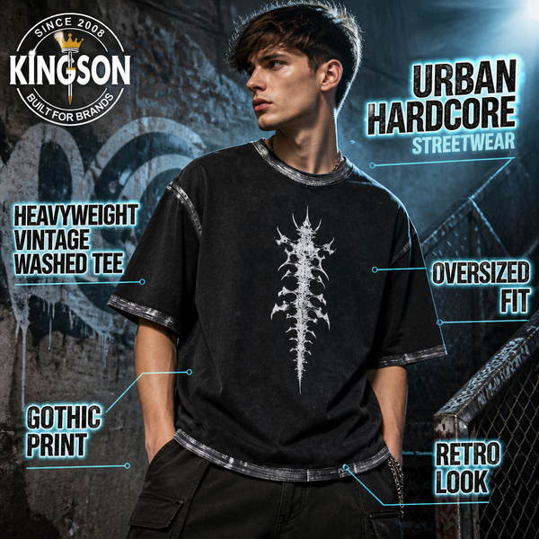 260 gramas de t-shirt de rede impresso velho de algodão puro de mangas curtas para homens europeus e americanos relaxante adolescentes t-shirt atacado