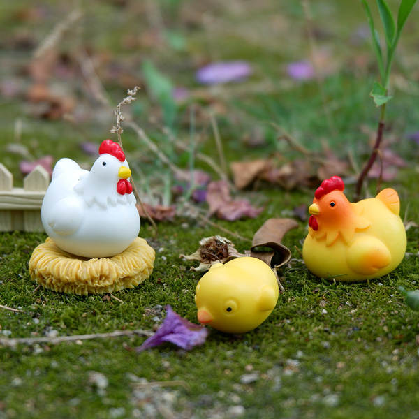 Simulação de animais mini bonito galinhas mini-modelo mini paisagem casa brinquedos galinhas família