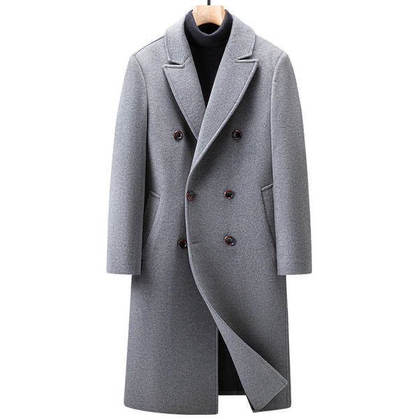 Casaco de lã masculino longo