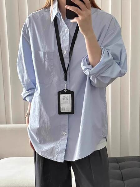 100% de algodão puro e escuro azul extremamente leve camisa com mangas compridas vestido de primavera de 2025 nova camisa de casaco de centenas
