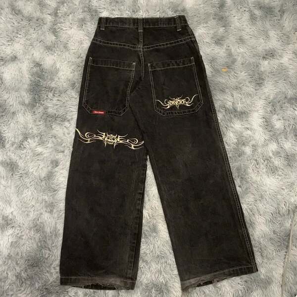 JNCO Y2K Loose jeans masculino padrão hip-hop rua masculino calças largas