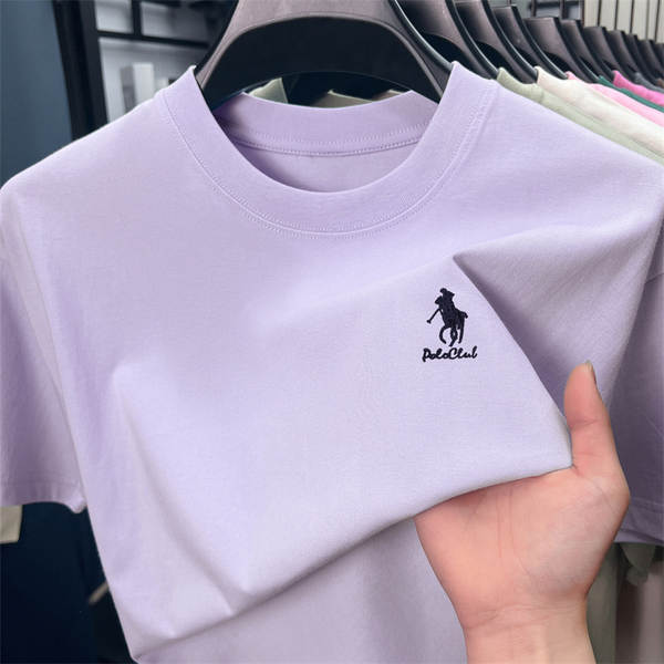 Paul 100% de algodão puro colar masculino T-Shirt embrulhado Idade Média Simplificado Relaxante Suado Transpirante Homem T-Shirt de pulso curto