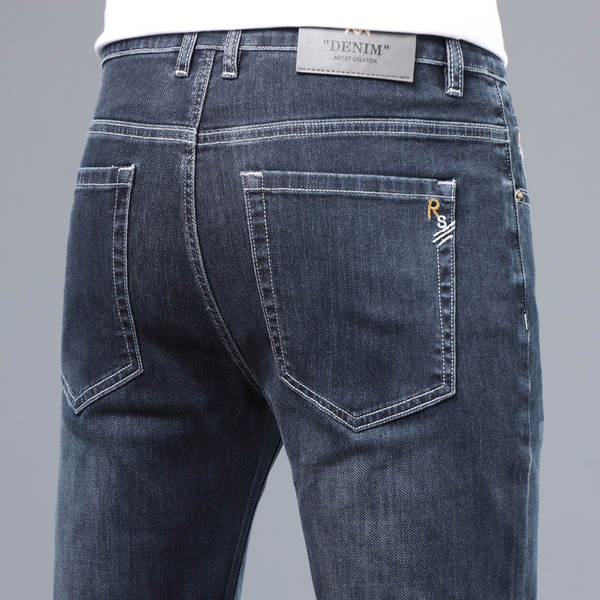 2026 Outono novo jeans masculino revestimento retangular elástico grosso modelo macio confortável masculino calças compridas