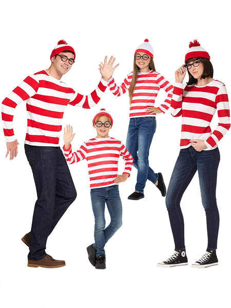 Where's Wally, onde os filhos de Wally estão vestidos com ro