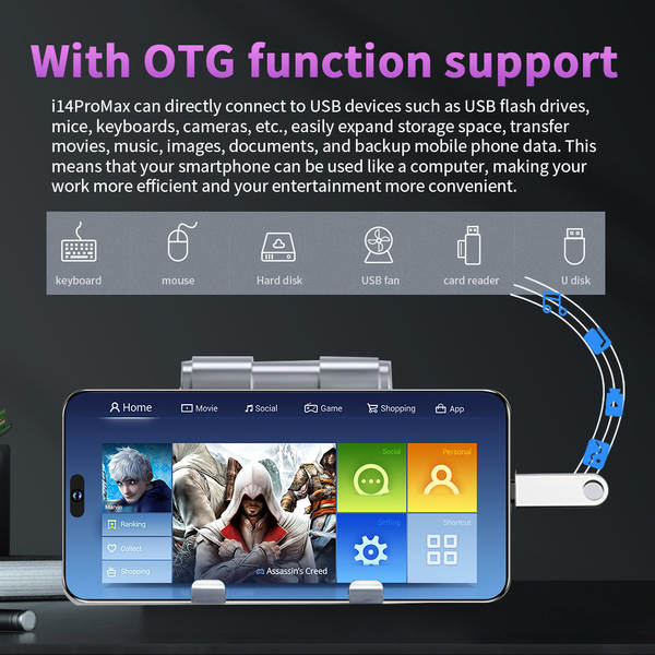 4G smartphone transfronteiriço i14promax 3+64 grande ecrã de 6,8 polegadas OTG carregamento rápido comércio exterior