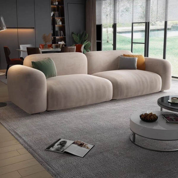 Moderno de luxo leve simples creme estilo vestibular sofá sala de estar tamanho pequeno modelo de casa linha reta rainha rede de tecnologias de tecido sofá
