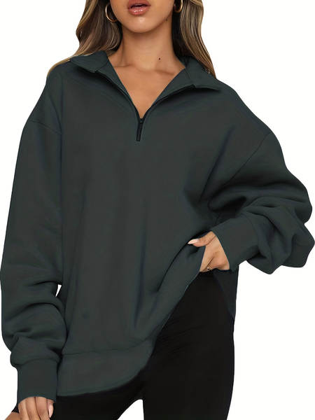 Roupas femininas europeias 2025 outono inverno novo modelo de camisa de lazer da Amazon meia cadeia de cabeça de mangas longas camisa esportiva guarda-roupa