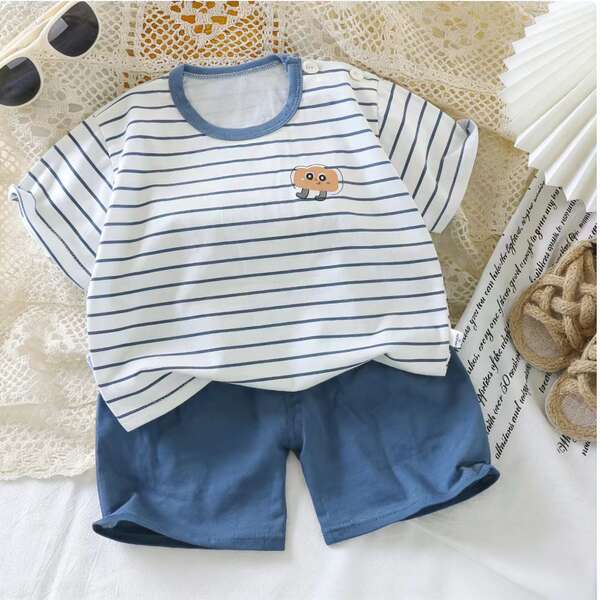 Conjunto de verão infantil de algodão