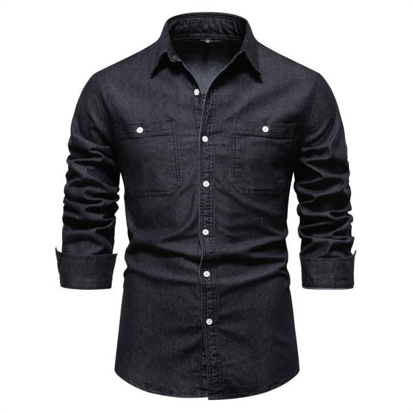 2024 Comércio Exterior Transfronteiriço Homem União Européia Cowboy T-Shirt Homem Modelo Recreativo Puro Homem Denim T-Shirt Com Mãos Longas
