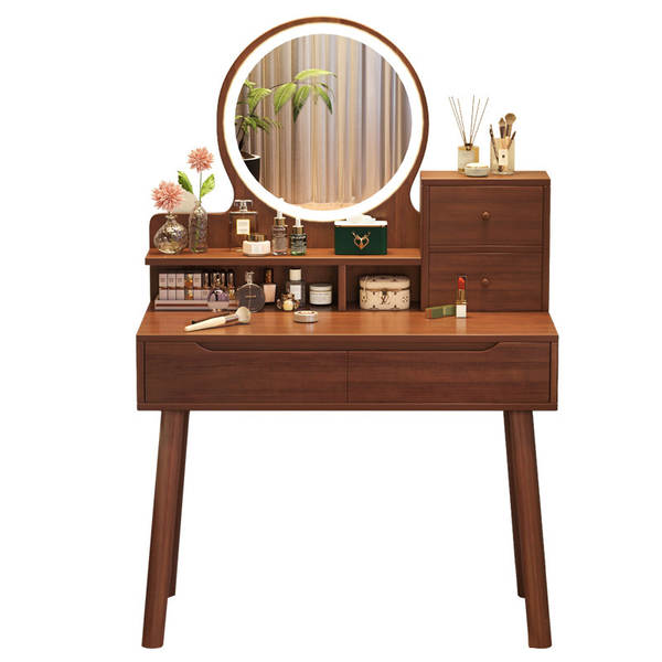 Mesa de Maquiagem Compacta de Madeira