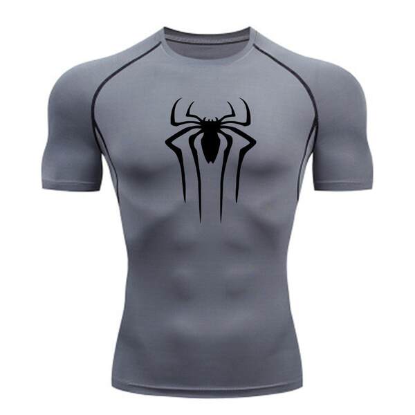 Camiseta de esporte comprimida de verão de pulseira curta para homens Camiseta de fitness de corrida rápida Seca para o ginásio Camiseta de fitness S-3XL