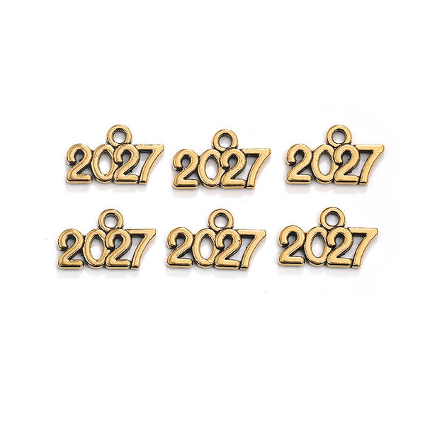 Fabricante de vendas diretas de acessórios de jóias DIY Número Suspensão 2025 2026 2027 9x14mm