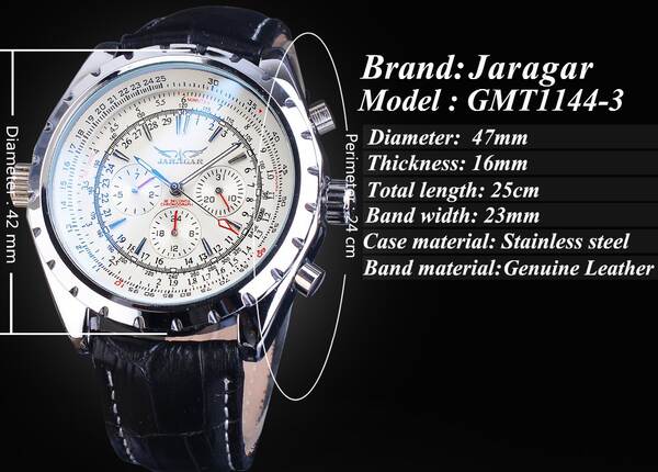 jaragar estilo europeu masculino moda recreativa mecânica multifuncional vidro azul relógio mecânico automático