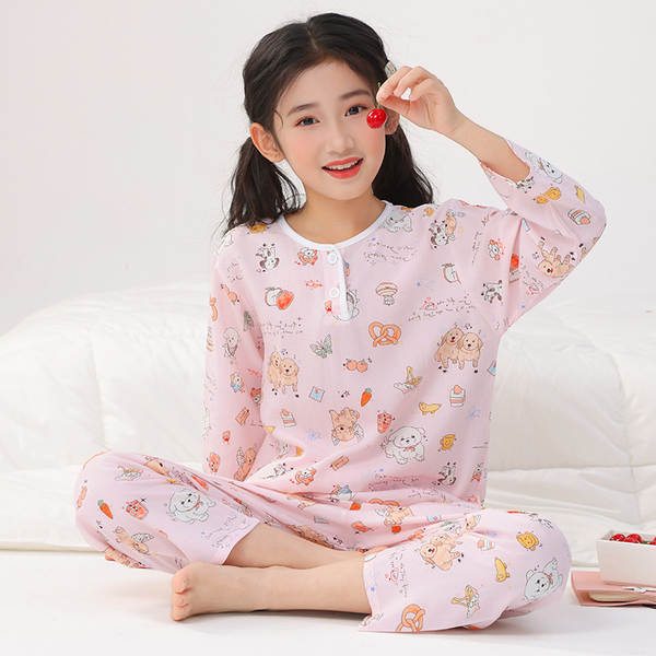 Conjunto de pijama infantil de algodão para verão