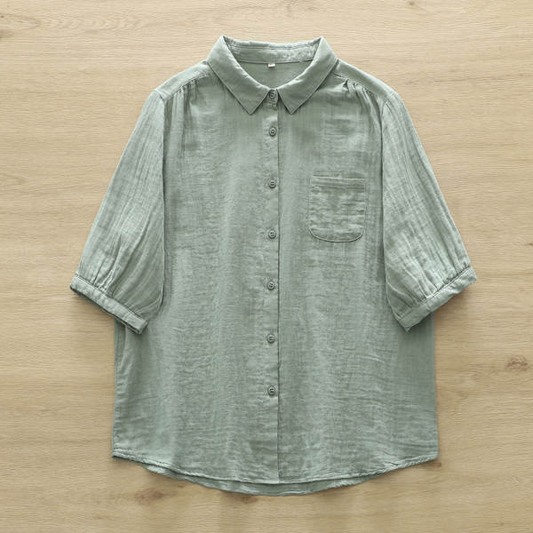 Venda direta do fabricante Camisa feminina de algodão puro de duas camadas Camisa feminina de algodão integral de primavera outono