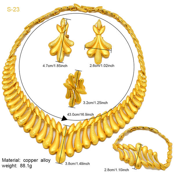 Jóias de Dubai 24k de ouro da noiva coleção de jóias colar colares orelhas do Oriente Médio Dubai ouro de casamento jóias quatro conjuntos