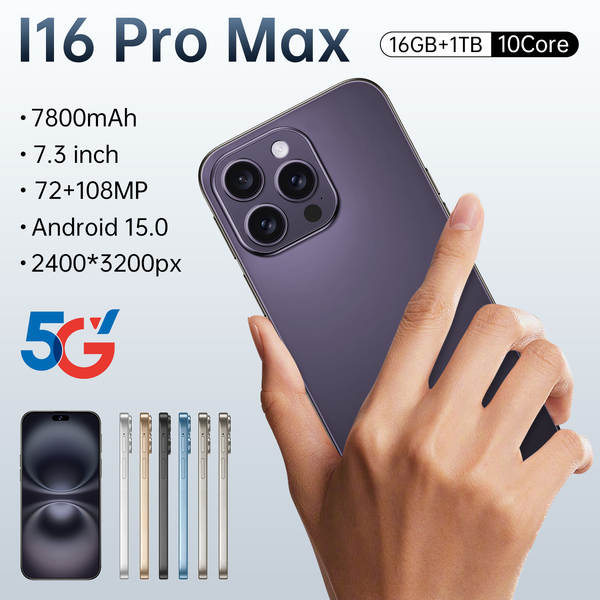 Novo smartphone I16 Pro Max16+1T de 7,3 polegadas para Android 15