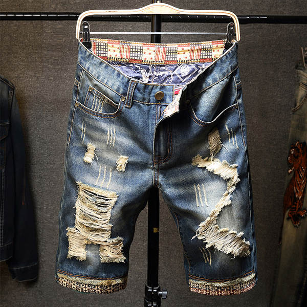 Camiseta de jeans masculino mais quebrado cinquenta mendigos calças quatro temporadas personagem masculino jeans jeansmen