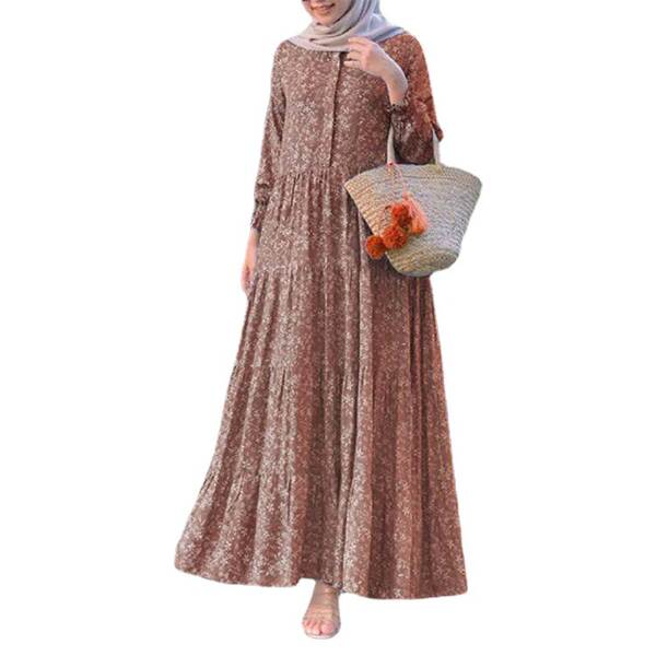 2026 Pequeno pedaço de flor da Boêmia de primavera de moda feminina vestido de corda redonda vestido de corda grande