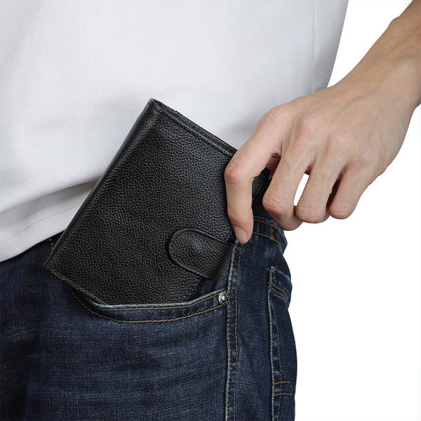 Carteira transfronteiriça rfid masculina avançada de couro real com bolsa de mão masculina de grande capacidade de bolsa de couro