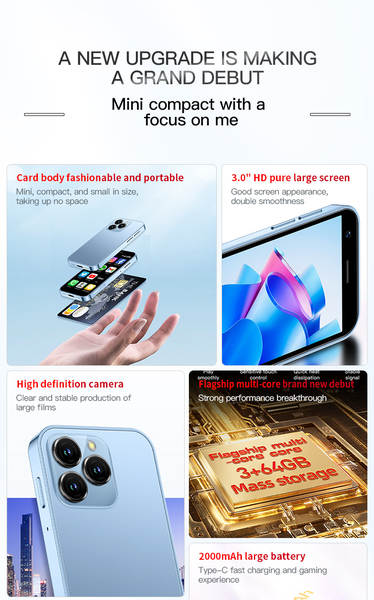 XS16 Mini Smartphones 4G Rede GPS Android 10 Loja do Google Wi-Fi SOYE