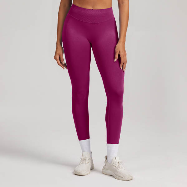 Pantalões de yoga sem costura transfronteiriços da Amazônia de três faixas da cintura Pantalões de yoga longos da cintura alta