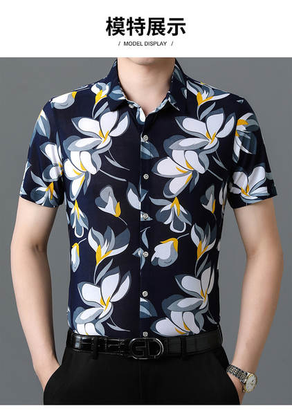Camisa masculina de algodão flor