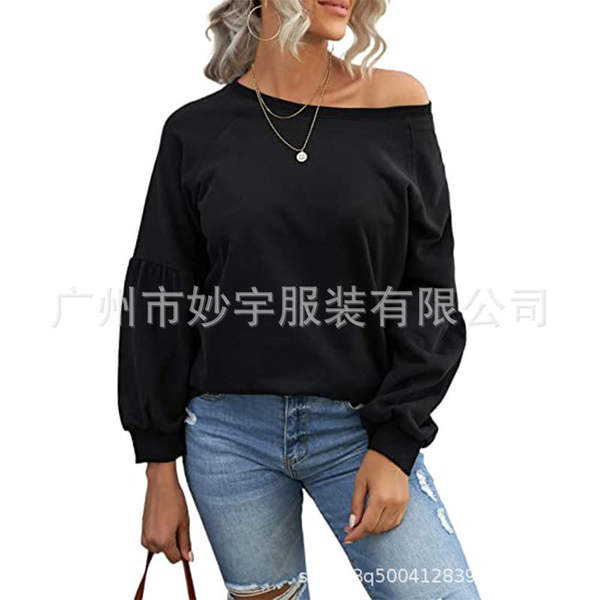 6607 Vendas rápidas da Amazon para mulheres de moda casual colar de cor de camisa esportiva com mangas compridas com mangas largas com roupa de guarda-roupa