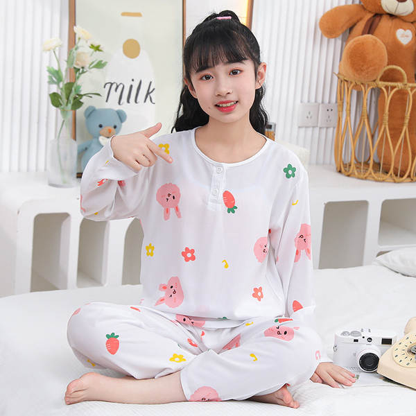Conjunto de pijama infantil de algodão para verão