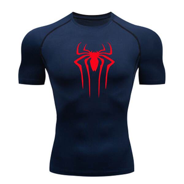 Camiseta de esporte comprimida de verão de pulseira curta para homens Camiseta de fitness de corrida rápida Seca para o ginásio Camiseta de fitness S-3XL